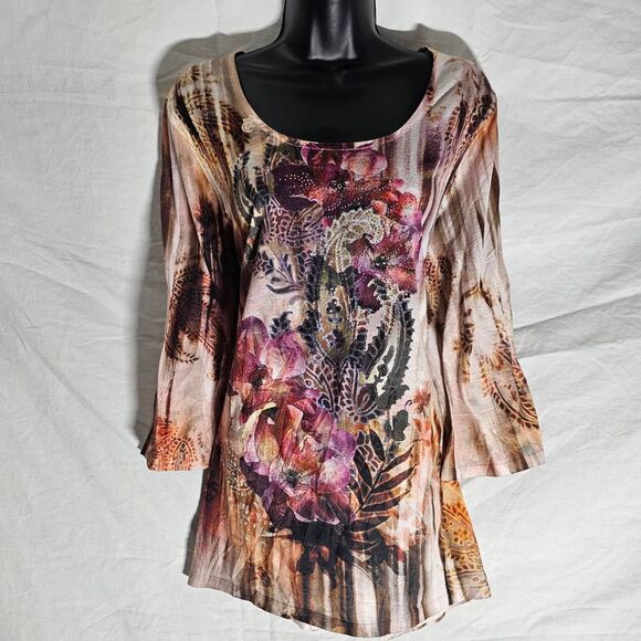 Vintage y2k whimsigoth cottage core 3/4 sleeve blouse - Picture 1 of 4